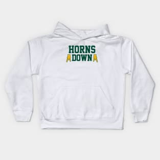 Horns Down - White/Green/Gold Kids Hoodie